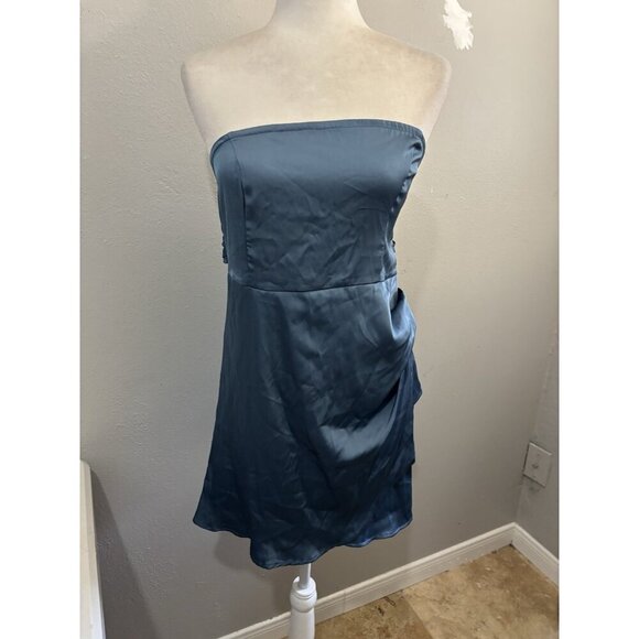 Cider Mini Satin Dress Front Tie Women Large - Picture 7 of 11